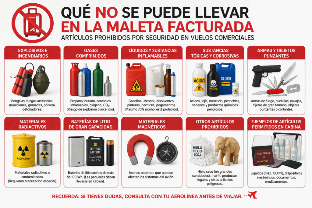 Que no se puede llevar en el equipaje